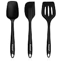 Carrot - Silicone Spatula Set of 3, Large Heat Resistant Spatula for Cooking, Baking and Mixing, Non-Stick Cookware for Kitchen, BPA Free, Flexible, Seamless Design (Black)