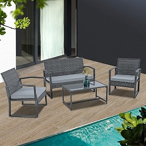 Carry Bird 4 Piece PE Wicker Rattan