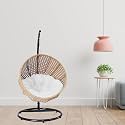 Carry Bird Big Boss Wicker Rattan Wrought Iron Single Seater Swing Chair With Stand For Adults | Garden &amp; Outdoor Hammock Swing With Cushions For Kids | Teardrop Swing Hanging Chair with Curve Iron Stand | Jhula | Round S