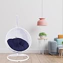 Carry Bird Big Boss Wicker Rattan Wrought Iron Single Seater Swing Chair With Stand For Adults | Garden &amp; Outdoor Hammock Swing With Cushions For Kids | Teardrop Swing Hanging Chair with Curve Iron Stand | Jhula | Round S
