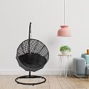 Carry Bird Big Boss Wicker Rattan Wrought Iron Single Seater Swing Chair With Stand For Adults | Garden &amp; Outdoor Hammock Swing With Cushions For Kids | Teardrop Swing Hanging Chair with Curve Iron Stand | Jhula | Round S
