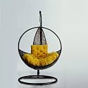 Carry Bird Big Boss Wicker Rattan Wrought Iron Single Seater Swing Chair With Stand For Adults | Garden &amp; Outdoor Hammock Swing With Cushions For Kids | Teardrop Swing Hanging Chair with Curve Iron Stand | Jhula | Apple S