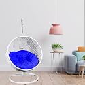 Carry Bird Big Boss Wicker Rattan Wrought Iron Single Seater Swing Chair With Stand For Adults | Garden &amp; Outdoor Hammock Swing With Cushions For Kids | Teardrop Swing Hanging Chair with Curve Iron Stand | Jhula | Round S