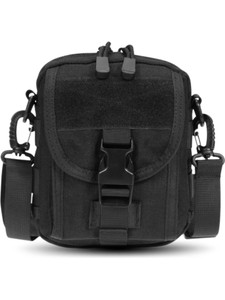 carrytrip black sling bag unisex multipurpose tactical bag hiking utility belt bag molle pouch black color