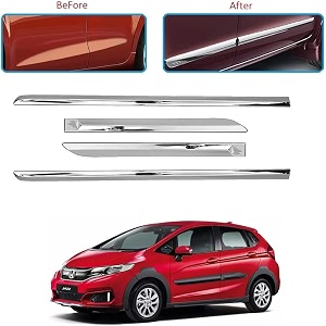 carshade full chrome set of 4pcs side beading side cladding compatible for honda jazz type i