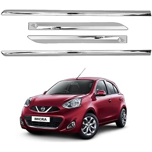carshade full chrome set of 4pcs side beading side cladding compatible for micra type ii