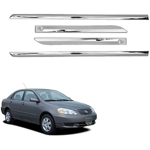 carshade full chrome set of 4pcs side beading side cladding compatible for corolla big