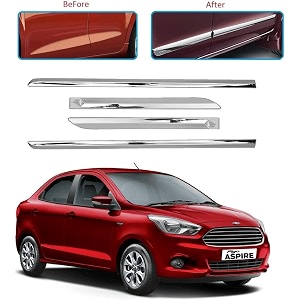 carshade full chrome set of 4pcs side beading side cladding compatible for figo aspire