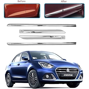 carshade full chrome set of 4pcs side beading side cladding compatible for swift dzire type iii 2017
