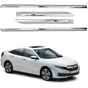 carshade full chrome set of 4pcs side beading side cladding compatible for civic