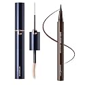 CARSLAN Double Extension Curling Mascara Bundle with Brown Eyeliner Liquid Liner
