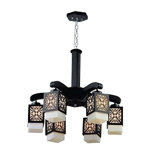 carsten 6 light downward direction unique design brownish shade chandelier jhoomer ceiling light with bulb