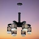 Carsten 6 Light Downward Direction Unique Design Brownish Shade Chandelier Jhoomer Ceiling Light (with Bulb)
