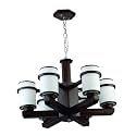 Carsten 6 Light Piano Design Brownish Shade Color Wood and Glass Chandelier Jhoomer Ceiling Light (with Bulb)
