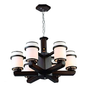 carsten piano design brownish shade color wood and glass chandelier jhoomer ceiling light 6 light