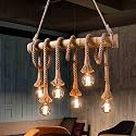 Carsten Rope and Jute Chandelier Shaped Unique and Decorative Fancy Hanging Light Pendant Light for Ceiling to Decor Your Bar Restaurant Bedroom Drying Room (with Bulb)