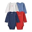 Carter39s Baby Girl 4-Pack Full-Sleeve Cotton Bodysuits