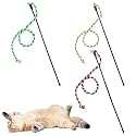 CartHome 3Pcs Cat Toy, Interactive Cat Wand, Pet Accessories Ideal for Daily Indoor Entertainment, Cat Exercise Training and Pet Interaction