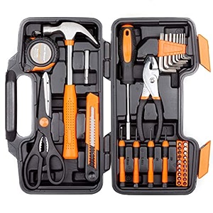 cartman 39piece tool set general household kit with plastic toolbox storage case cutting plier red