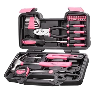 cartman 39piece tool set general household hand tool kit with plastic toolbox storage case pink