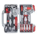 CARTMAN 39piece Tool Set General Household Kit with Plastic Toolbox Storage Case Cutting Plier Red