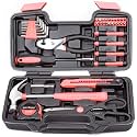 CARTMAN 39Piece Tool Set General Household Hand Tool Kit with Plastic Toolbox Storage Case Pink