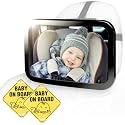 CARTMAN Baby Car Mirror, Safety Car Seat Mirror for Rear Facing Infant with 2 Pack Baby on Board Signs Suction Cups, Shatterproof, Fully Assembled, Crash Tested and Certified