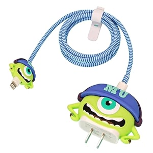 cartoon 3d design protective case for 18w 20w iphone 14 13 12 11 pro max fast charging cable adapter chargercute cartoon lightning data cable case for iphone charger blue hat monster