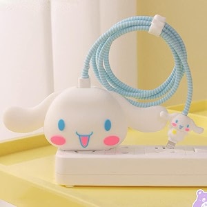 cartoon 3d design protective case for 18w 20w iphone 14 13 12 11 pro max fast charging cable adapter charger cute cartoon lightning data cable case for iphone charger kira kira de kode cafe