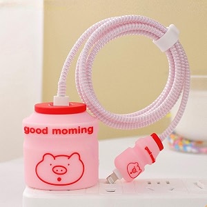 cartoon 3d design protective case for 18w 20w iphone 14 13 12 11 pro max fast charging cable adapter charger cute cartoon lightning data cable case for iphone charger yakult pink