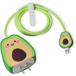 cartoon 3d design protective case for 18w 20w iphone 14 13 12 pro max fast charging cable adapter chargercute cartoon lightning data cable case for iphone charger avacado-multicolor