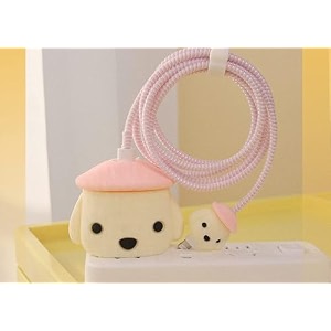 cartoon 3d design protective case for 18w 20w iphone 14 13 12 11 pro max fast charging cable adapter charger cute cartoon lightning data cable case for iphone charger pink hat dog