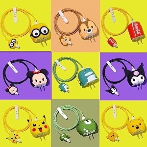cartoon 3d design protective case for 18w 20w iphone 14 13 12 11 pro max fast charging cable adapter charger cute cartoon lightning data cable case for iphone charger santa clauz