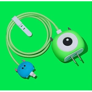cartoon 3d design protective case for 18w 20w iphone 14 13 12 11 pro max fast charging cable adapter chargercute cartoon lightning data cable case for iphone chargerbig eyeampmonstermulticolour