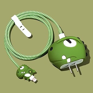 cartoon 3d design protective case for 18w 20w iphone 14 13 12 11 pro max fast charging cable adapter chargercute cartoon lightning data cable case for iphonedinosaur lightninggreen