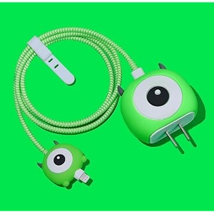 cartoon 3d design protective case for 18w 20w iphone 14 13 12 11 pro max fast charging cable adapter chargercute cartoon lightning data cable case for iphonebig eyed boygreen