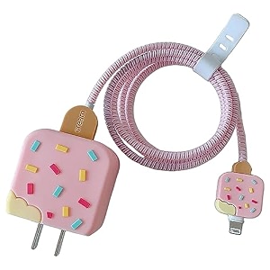 cartoon 3d design protective case for 18w 20w iphone 14 13 12 11 pro max fast charging cable adapter chargercute cartoon lightning data cable case for iphone charger ice cream pink