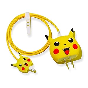 cartoon 3d design protective case for 18w 20w iphone 14 13 12 11 pro max fast charging cable adapter chargercute cartoon lightning data cable case for iphonepikachu 1multicolour