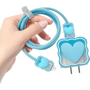 cartoon 3d design protective case for 18w 20w iphone 14 13 12 11 pro max fast charging cable adapter charger cute cartoon lightning data cable case for iphone chargerblue heart