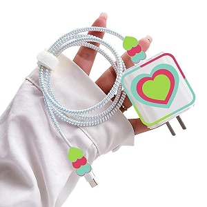 cartoon 3d design protective case for 18w 20w iphone 14 13 12 11 pro max fast charging cable adapter chargercute cartoon lightning data cable case for iphone chargerbrg heartwhite