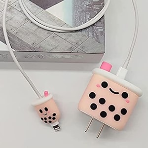 cartoon 3d design protective case for 18w 20w iphone 14 13 12 11 pro max fast charging cable adapter charger cute cartoon lightning data cable case for iphone charger milk bottle
