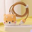 Cartoon 3D Design Protective Case for 18W 20W iPhone 14 13 12 11 Pro Max Fast Charging Cable Adapter Charger,Cute Cartoon Lightning Data Cable Case for iPhone(Shiba Innu),Multicolour