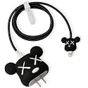 Cartoon 3D Design Protective Case for 18W 20W iPhone 14 13 12 11 Pro Max Fast Charging Cable Adapter Charger, Cute Cartoon Lightning Data Cable Case for iPhone Charger (Black Bear)