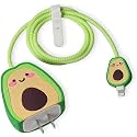 Cartoon 3D Design Protective Case for 18W 20W iPhone 14 13 12 Pro Max Fast Charging Cable Adapter Charger,Cute Cartoon Lightning Data Cable Case for iPhone Charger Avacado-Multicolor