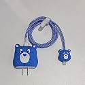 Cartoon 3D Design Protective Case for 18W 20W iPhone 14 13 12 11 Pro Max Fast Charging Cable Adapter Charger, Cute Cartoon Lightning Data Cable Case for iPhone Charger (Blue Bear)