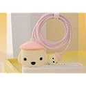 Cartoon 3D Design Protective Case for 18W 20W iPhone 14 13 12 11 Pro Max Fast Charging Cable Adapter Charger, Cute Cartoon Lightning Data Cable Case for iPhone Charger (Pink Hat Dog)