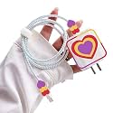 Cartoon 3D Design Protective Case for 18W 20W iPhone 14 13 12 11 Pro Max Fast Charging Cable Adapter Charger,Cute Cartoon Lightning Data Cable Case for iPhone,Ryp Heart,Multicolor