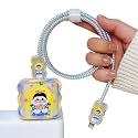 Cartoon 3D Design Protective Case for 18W 20W iPhone 14 13 12 11 Pro Max Fast Charging Cable Adapter Charger, Cute Cartoon Lightning Data Cable Case for iPhone Charger, Little Girl