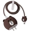 Cartoon 3D Design Protective Case for 18W 20W iPhone 17 16 15 14 13 12 11 Pro Max Fast Charging Cable Adapter Charger, Cute Cartoon Lightning Data Cable Case for iPhone Charger-Brown Bear