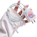 Cartoon 3D Design Protective Case for 18W 20W iPhone 14 13 12 11 Pro Max Fast Charging Cable Adapter Charger, Cute Cartoon Lightning Data Cable Case for iPhone Charger, Pink Ball